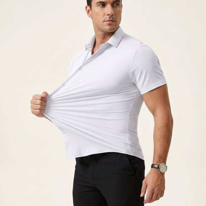 RENZO | CAMICIA ELASTICIZZATA ADERENTE A MANICHE CORTE