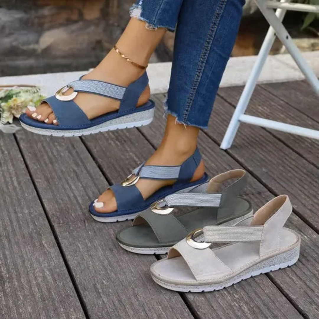 MICHELA | SANDALI CON ZEPPA E CINTURINO ELASTICO