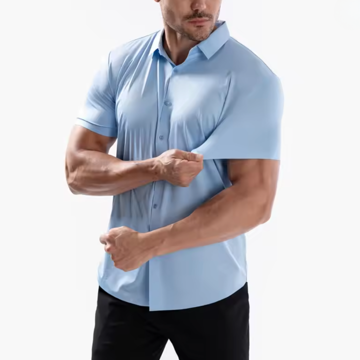 RENZO | CAMICIA ELASTICIZZATA ADERENTE A MANICHE CORTE