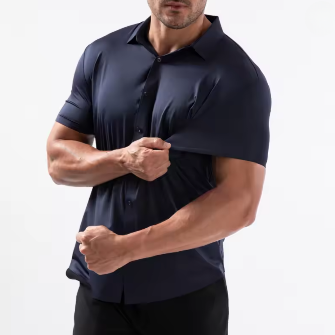 RENZO | CAMICIA ELASTICIZZATA ADERENTE A MANICHE CORTE