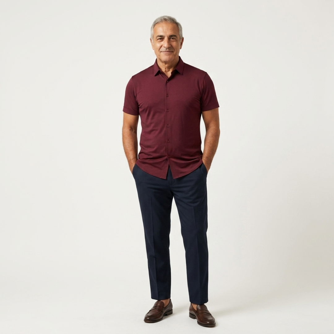 RENZO | CAMICIA ELASTICIZZATA ADERENTE A MANICHE CORTE