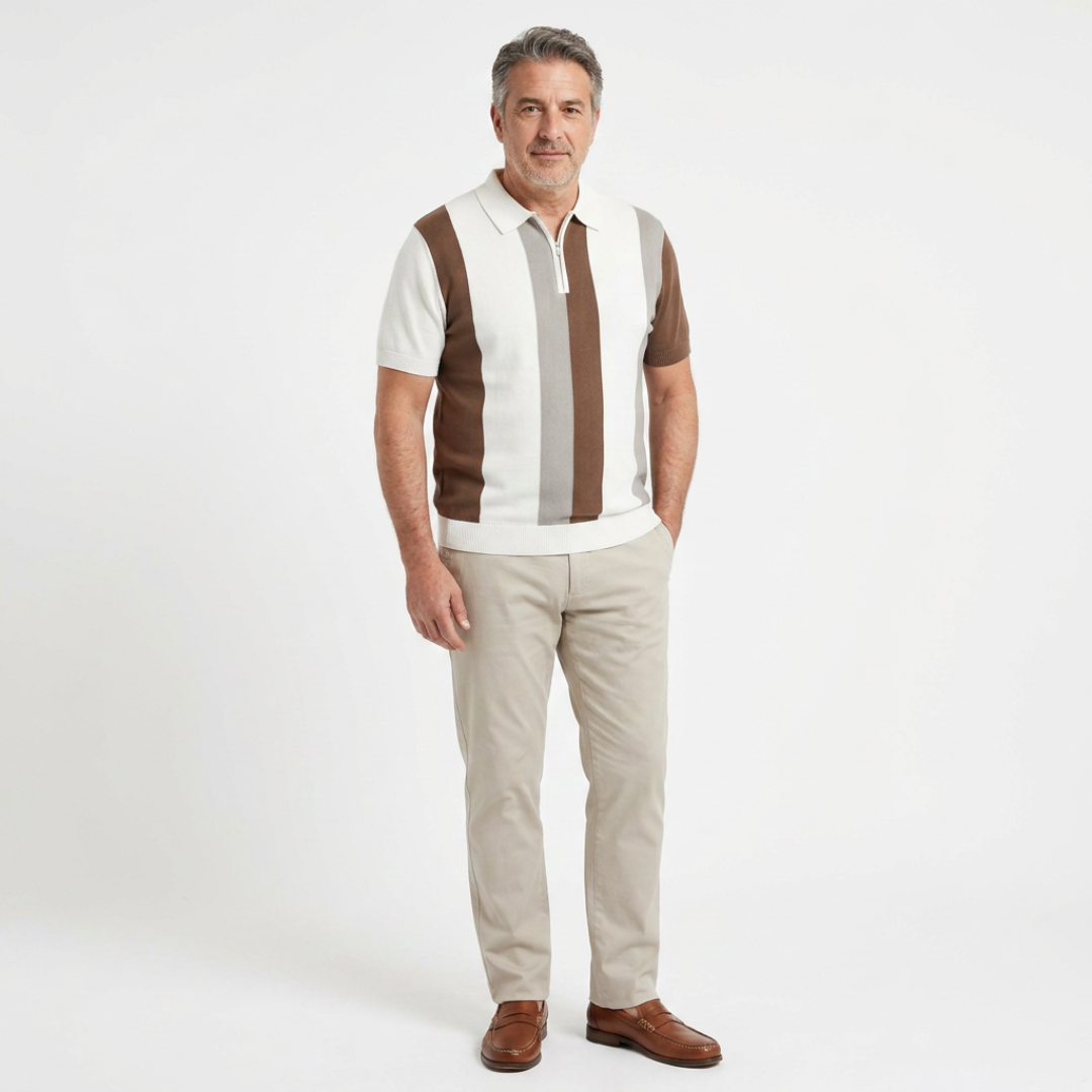 ORSINO | POLO IN MAGLIA FRESCA ELEGANTE CON ZIP 1/4 E POLSINI