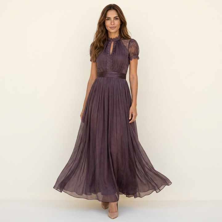 ANTONIA | ABITO MAXI CON SCOLLO IN PIZZO