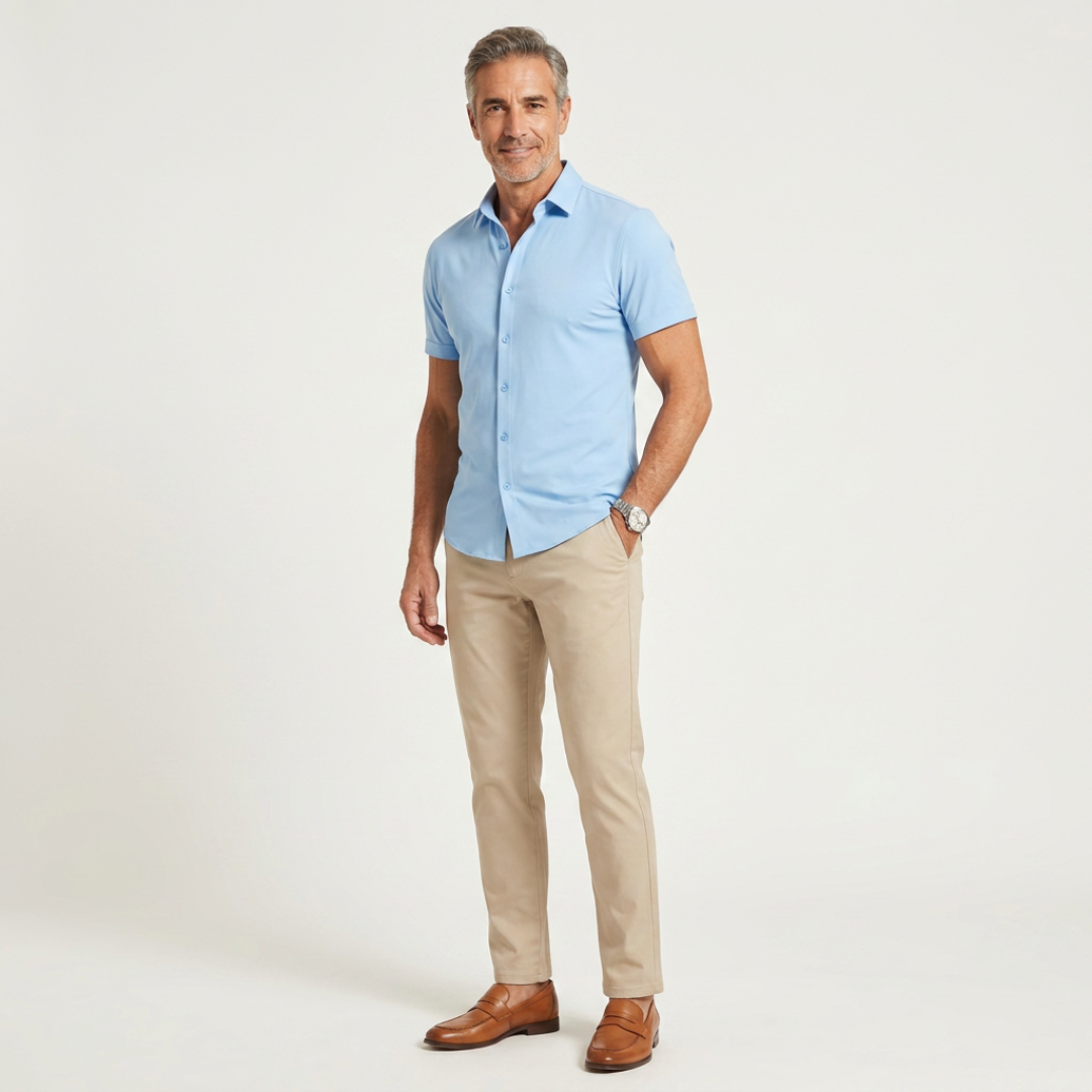 RENZO | CAMICIA ELASTICIZZATA ADERENTE A MANICHE CORTE