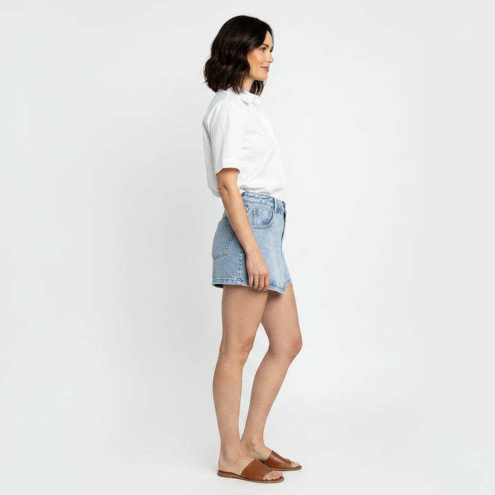TINA | DENIM FRONT WRAP SKORT