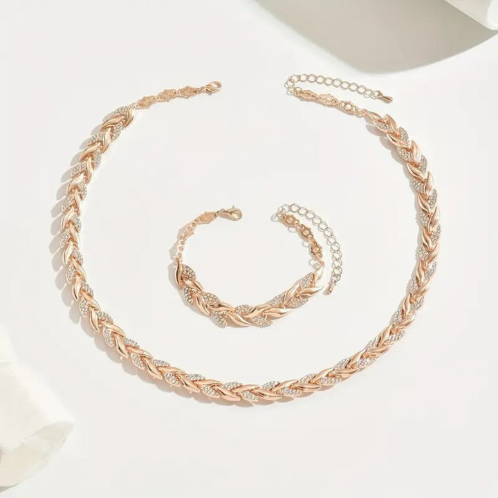 RENATA | SET COLLANA E BRACCIALE CON FOGLIA IN STILE LUSSO