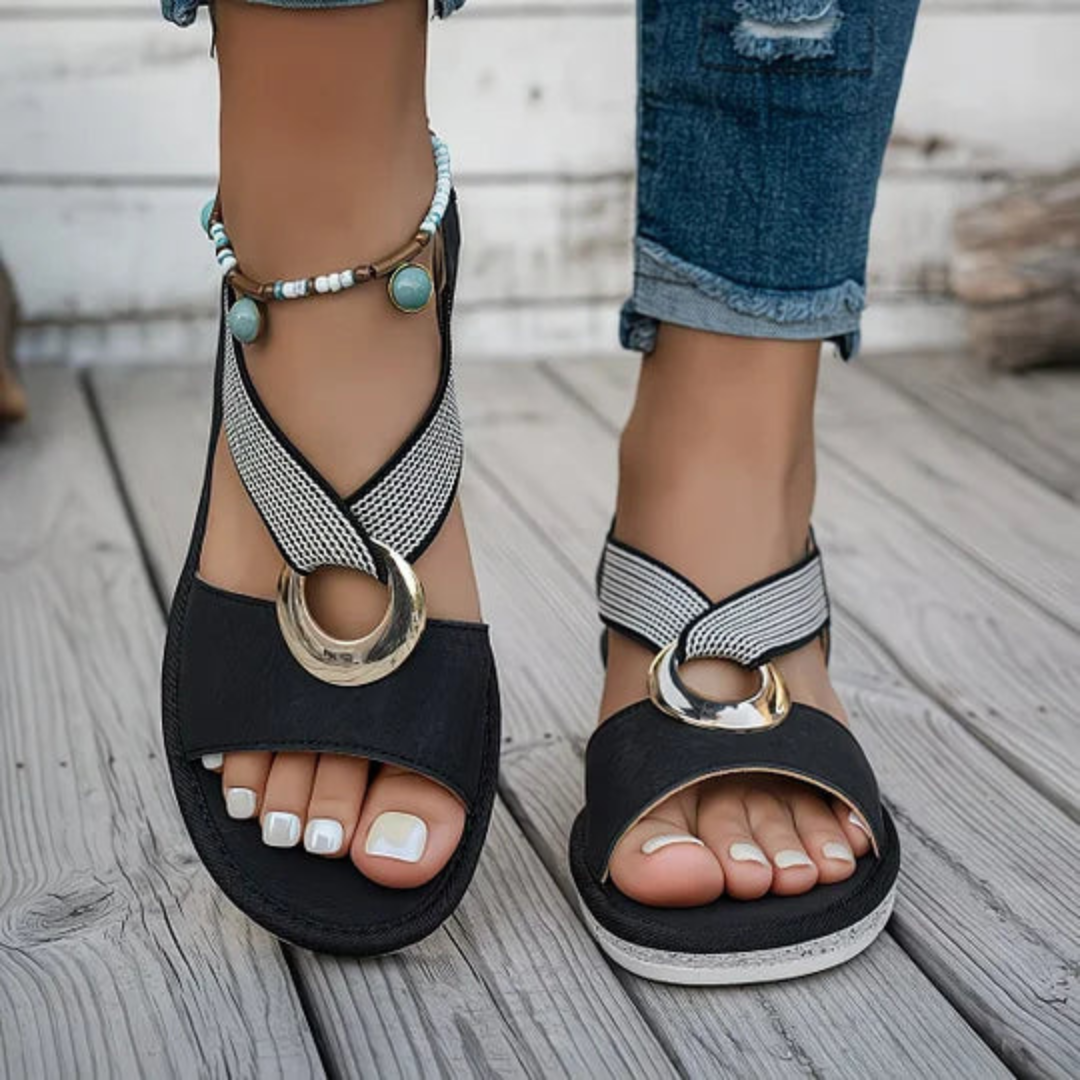 MICHELA | SANDALI CON ZEPPA E CINTURINO ELASTICO
