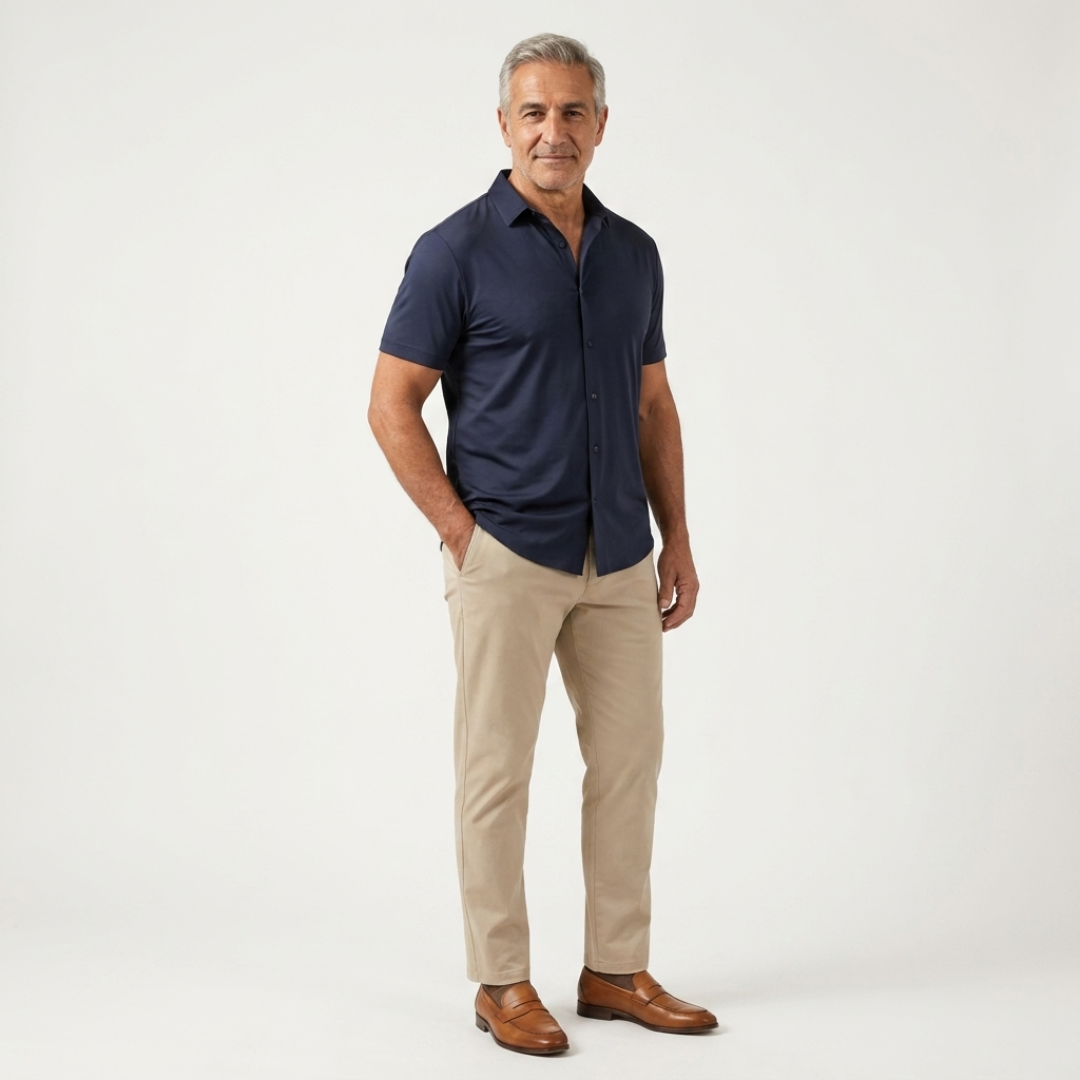 RENZO | CAMICIA ELASTICIZZATA ADERENTE A MANICHE CORTE