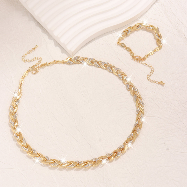 RENATA | SET COLLANA E BRACCIALE CON FOGLIA IN STILE LUSSO