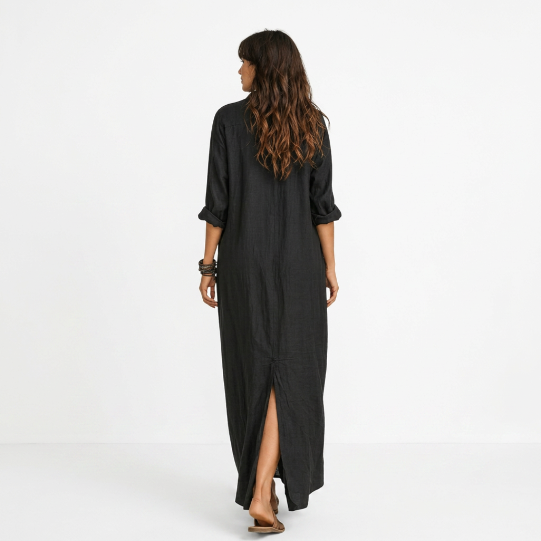 CAMILA | ABITO MAXI CON SCOLLO A V DA GIORNO A SERA