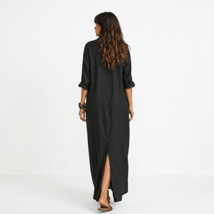 CAMILA | ABITO MAXI CON SCOLLO A V DA GIORNO A SERA