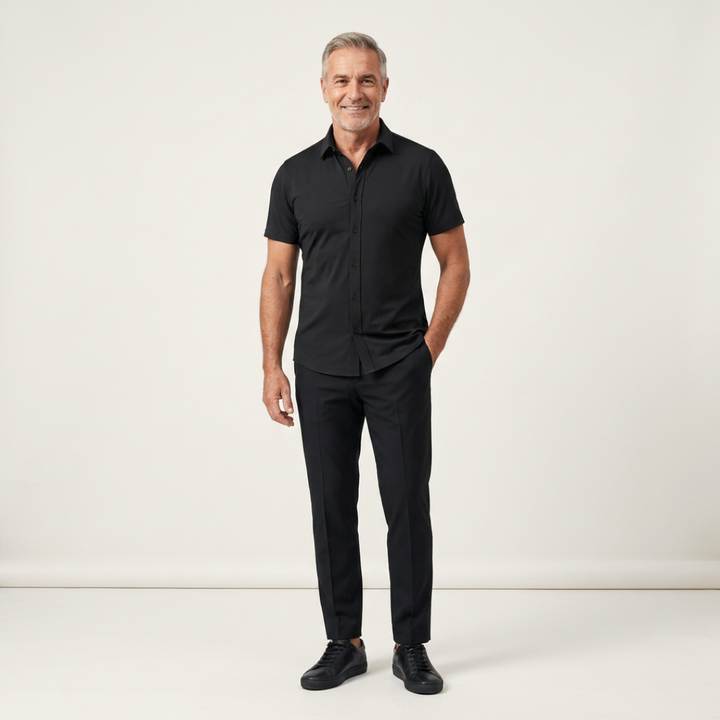 RENZO | CAMICIA ELASTICIZZATA ADERENTE A MANICHE CORTE