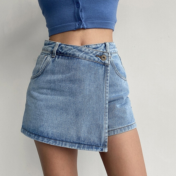 TINA | DENIM FRONT WRAP SKORT