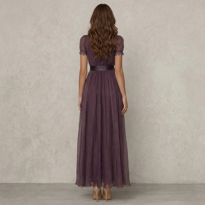 ANTONIA | ABITO MAXI CON SCOLLO IN PIZZO