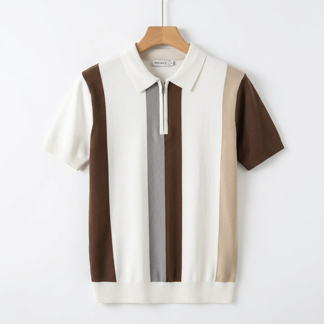 ORSINO | POLO IN MAGLIA FRESCA ELEGANTE CON ZIP 1/4 E POLSINI