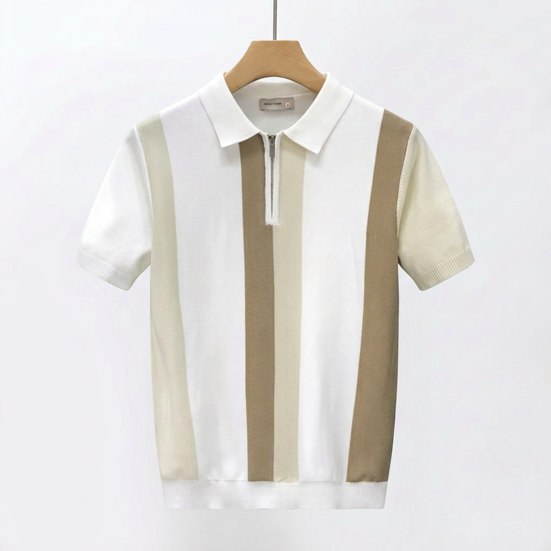 ORSINO | POLO IN MAGLIA FRESCA ELEGANTE CON ZIP 1/4 E POLSINI