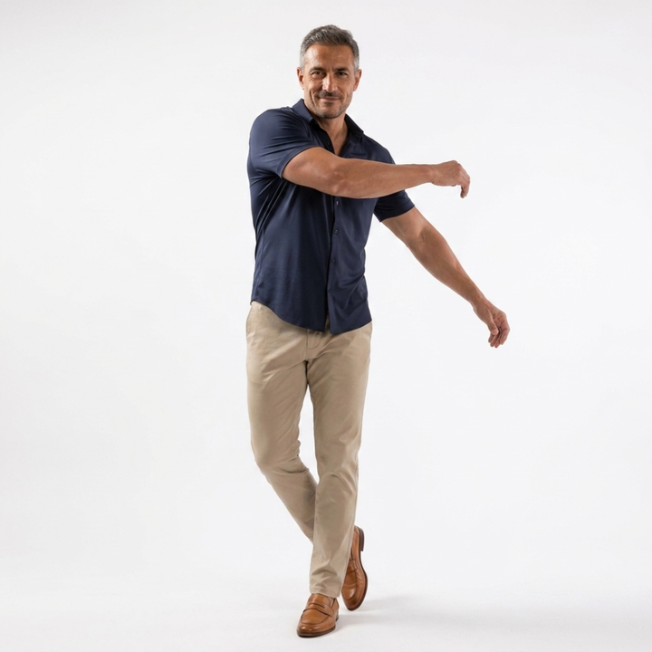 RENZO | CAMICIA ELASTICIZZATA ADERENTE A MANICHE CORTE