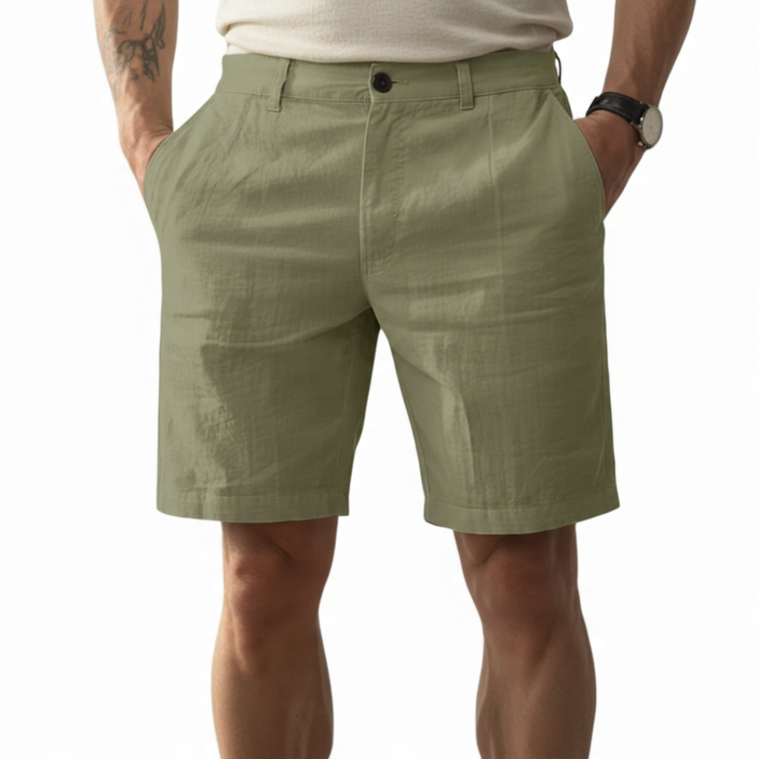 GAETANO | PANTALONCINI ESSENZIALI ESTIVI IN COTONE E LINO