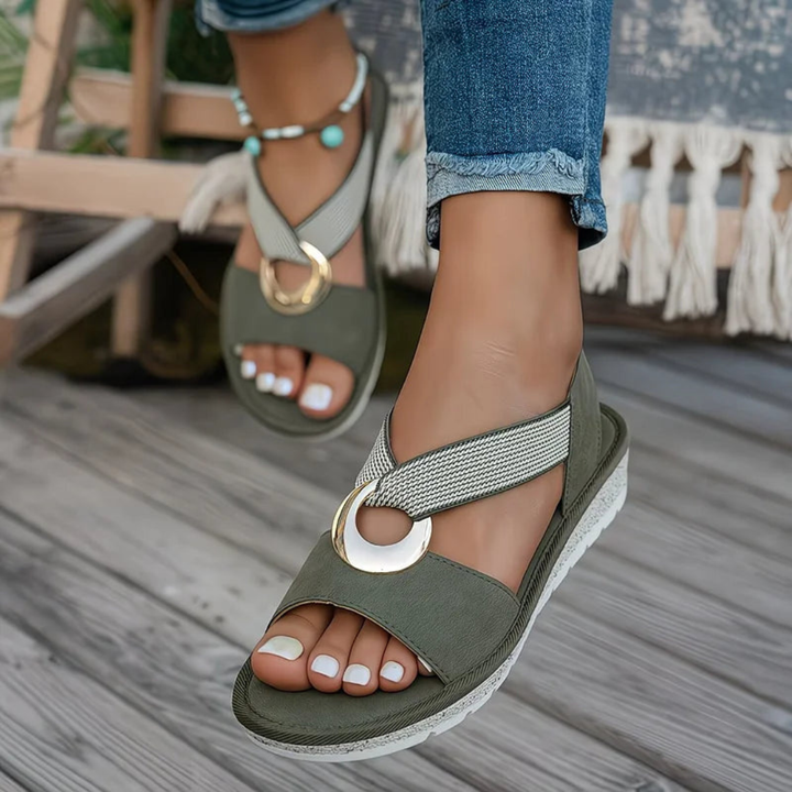 MICHELA | SANDALI CON ZEPPA E CINTURINO ELASTICO