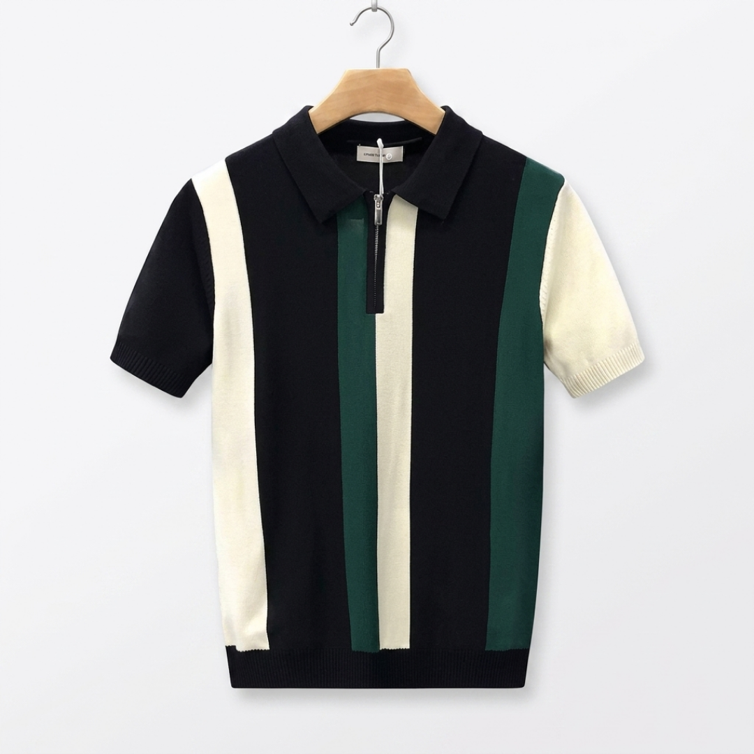 ORSINO | POLO IN MAGLIA FRESCA ELEGANTE CON ZIP 1/4 E POLSINI