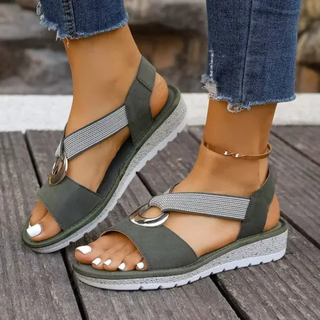 MICHELA | SANDALI CON ZEPPA E CINTURINO ELASTICO
