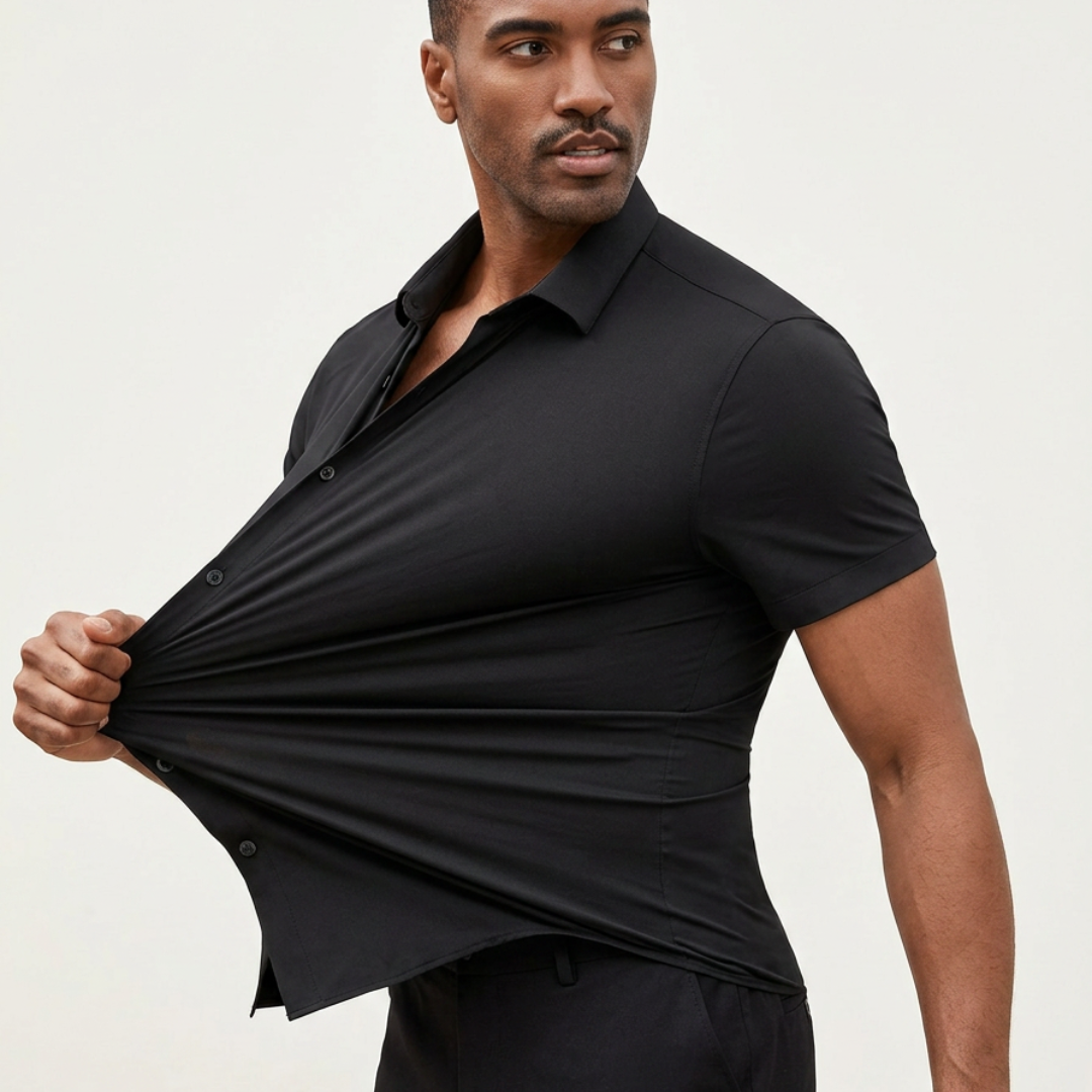 RENZO | CAMICIA ELASTICIZZATA ADERENTE A MANICHE CORTE