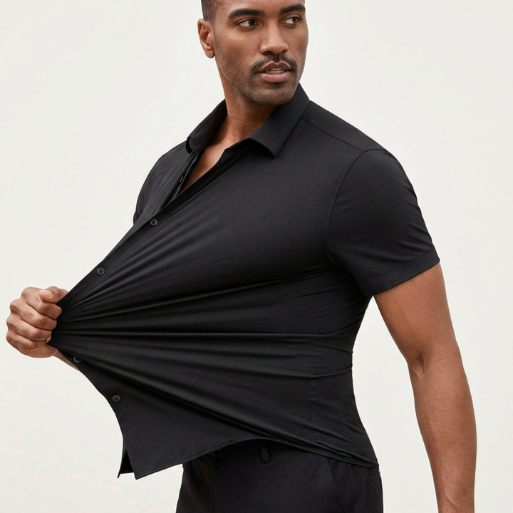 RENZO | CAMICIA ELASTICIZZATA ADERENTE A MANICHE CORTE