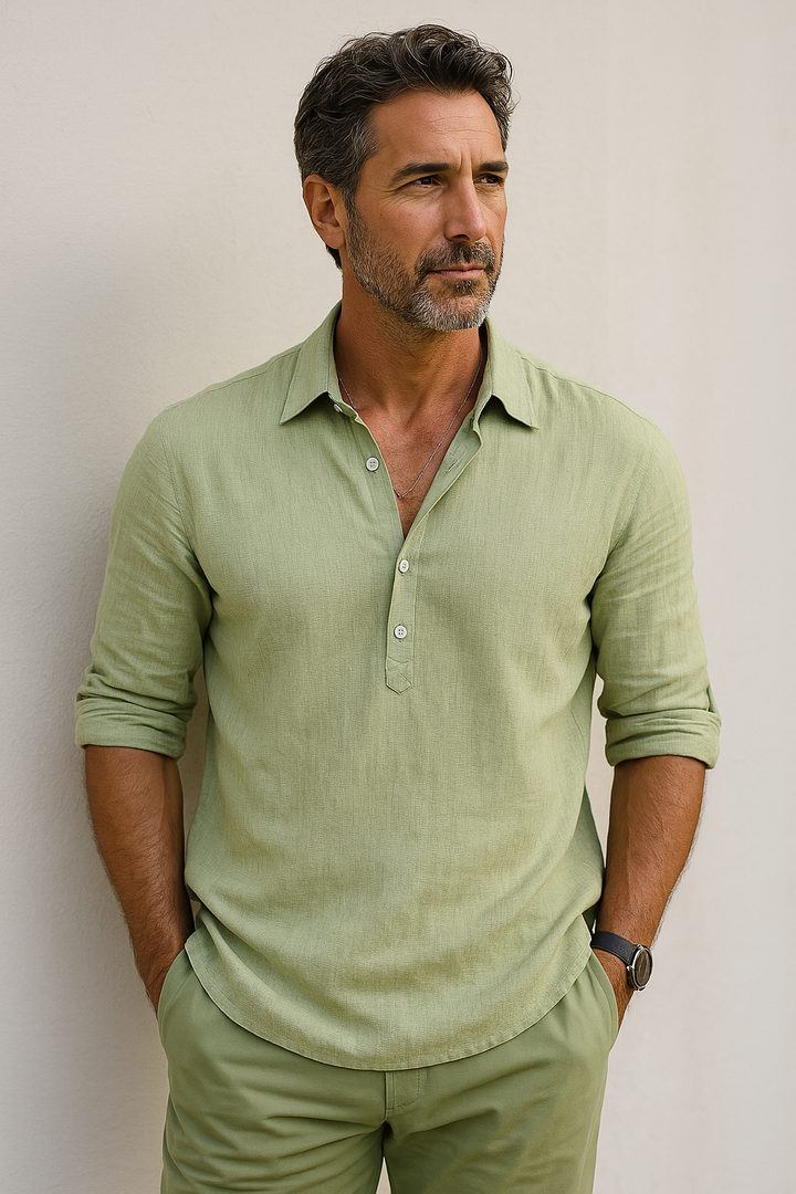LUCA | CAMICIA ESTIVA IN STILE LINO CON 1/4 BOTTONI