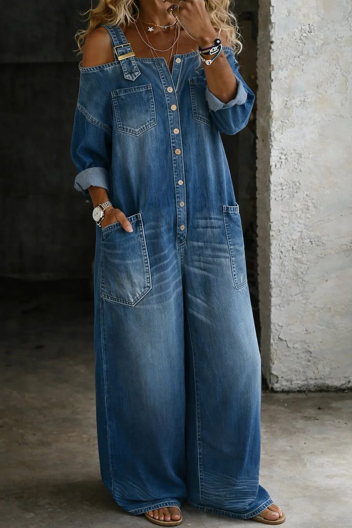 ELETTRA | TUTA IN JEANS CON SPALLE SCOPERTE