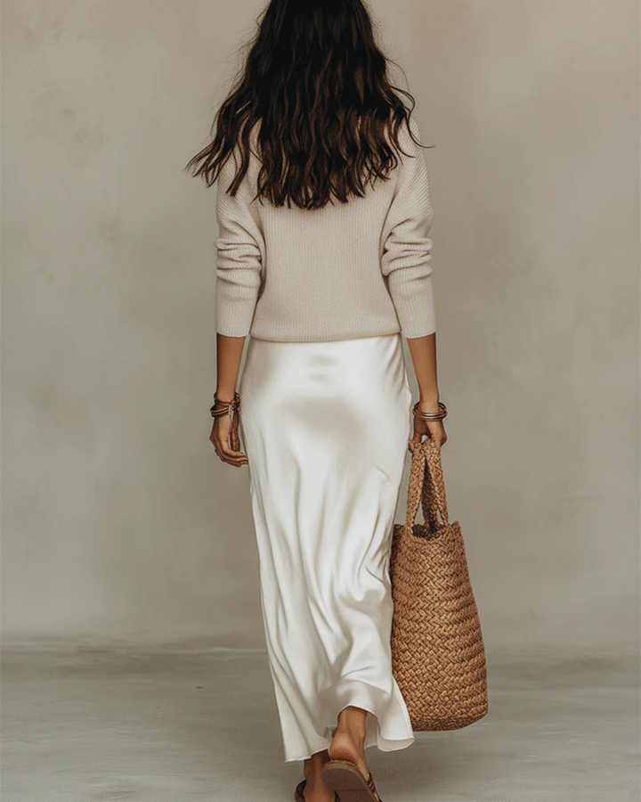 ALMA | ABITO MIDI IN RASO CON MAGLIONE
