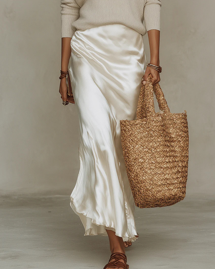 ALMA | ABITO MIDI IN RASO CON MAGLIONE