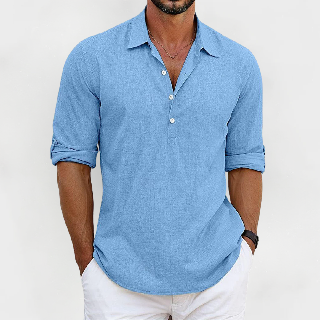LUCA | CAMICIA ESTIVA IN STILE LINO CON 1/4 BOTTONI