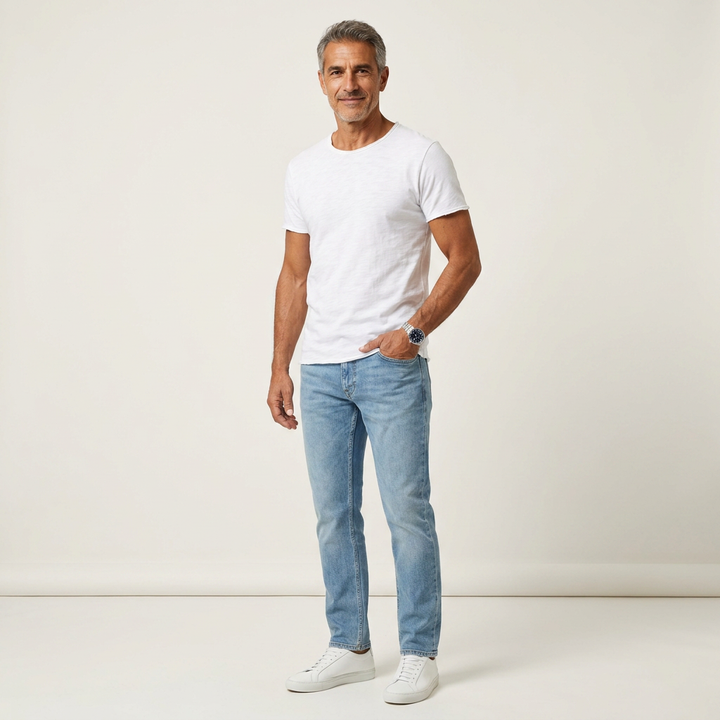NUNCIO | T-SHIRT SENZA TEMPO IN 100% COTONE CON BORDI GREZZI