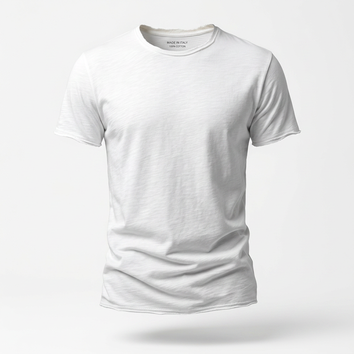 NUNCIO | T-SHIRT SENZA TEMPO IN 100% COTONE CON BORDI GREZZI