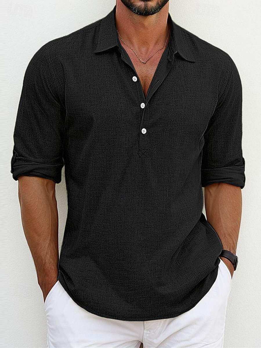 LUCA | CAMICIA ESTIVA IN STILE LINO CON 1/4 BOTTONI